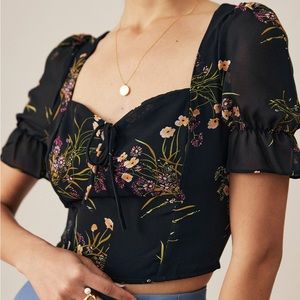 Rihoas floral puff sleeve blouse